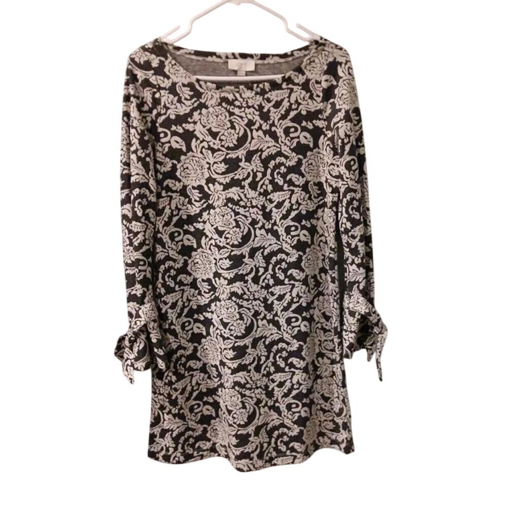 LOFT Womens XS Floral Dress NWT Black Boho Tie Sleeve Fall Work Casual